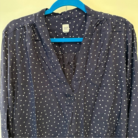 GAP Navy Polka Dot Long Sleeve Tunic Top Size XL - Picture 2 of 6